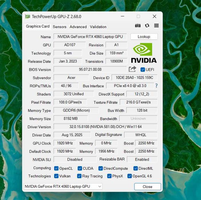 Acer Nitro 5 AN515-58 • i7-12650H • RTX 4060 (140W) • 16GB DDR5