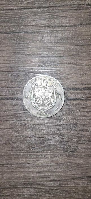 Monedă argint 90% 5 Lei 1881 Carol I – piesă de colecție originală