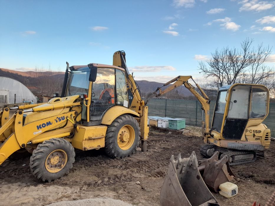 Executam săpături. Miniexcavator și  Buldoexcavator