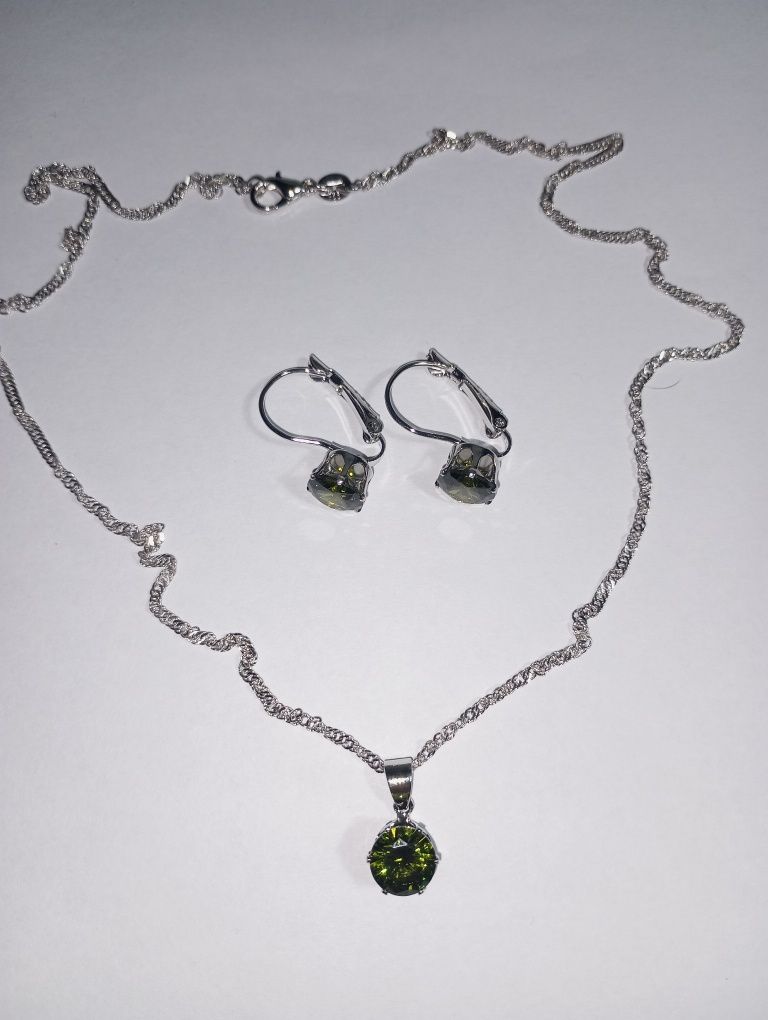 Set cercei și colier argint 925 cu zirconiu