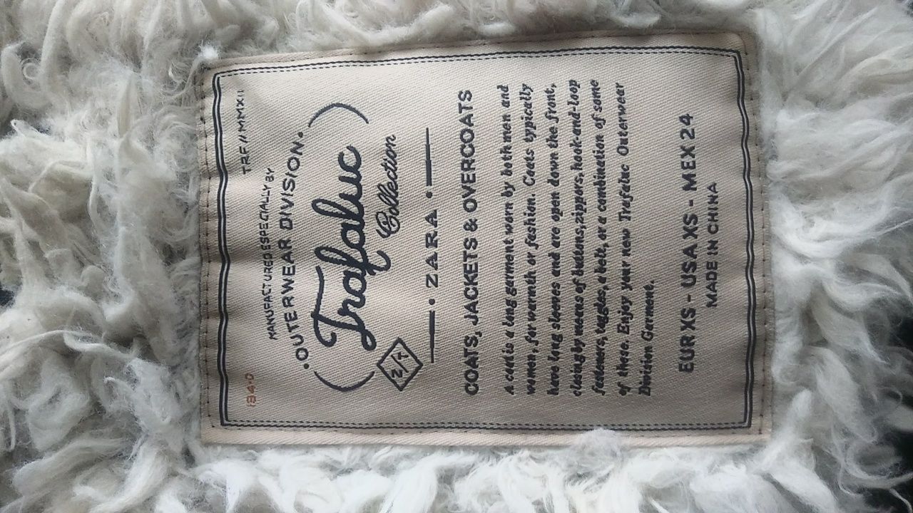 Zara TRF - Geaca iarna XS 100% bumbac cotton dublură detașabilă blană