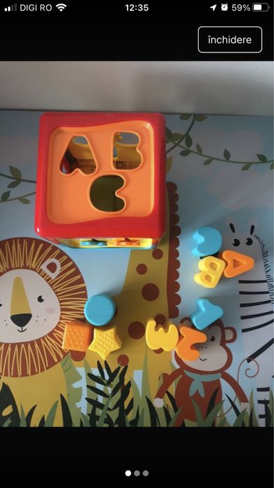Jucarii 1-2 ani: cub sortator, robot interactiv si jucarie lemn