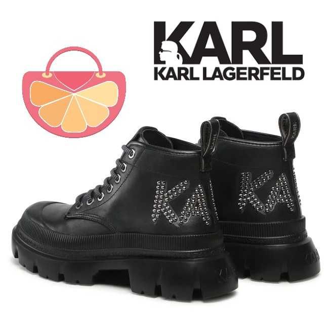 KARL LAGERFELD № 38 – Дамски боти ест кожа с лого на капси нови кутия