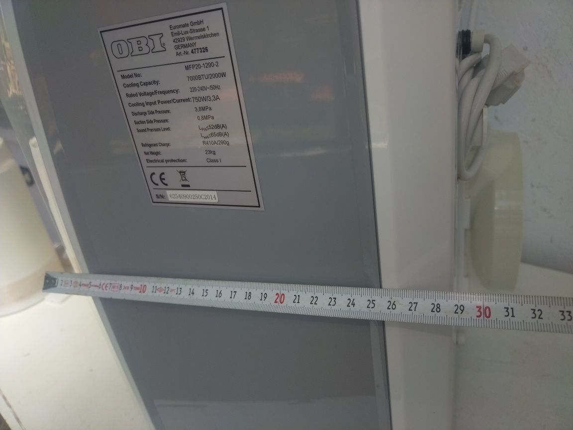 Мобилен климатик OBI 7000BTU пълен комплект 
Комплект с въздухоотвод/т