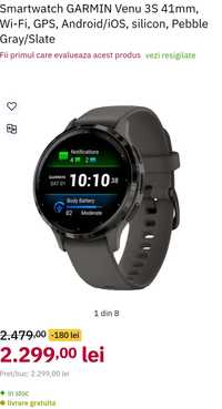 Smartwatch GARMIN Venu 3S 41mm, Wi-Fi, GPS, Android/iOS, silicon, Pebb