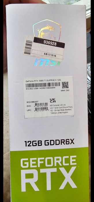 MSI GeForce RTX 3080 Ti SUPRIM X 12GB – stare impecabilă