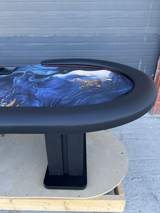 Masa poker art deco paint cu LED si intrare dealer CustomTables.eu