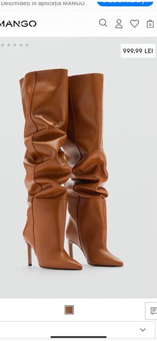 Cizme peste genunchi piele Mango