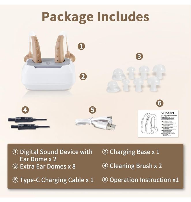 Aparat auditiv vhp-1021 reîncărcabil 50% reducere deficit auz vârstni