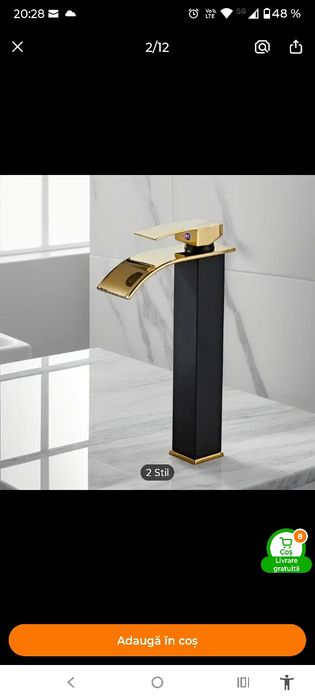 Baterie chiuveta negru/ auriu