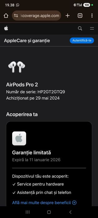 Airpods pro generația a 2 a noi (husa căstilor inclusa!!)