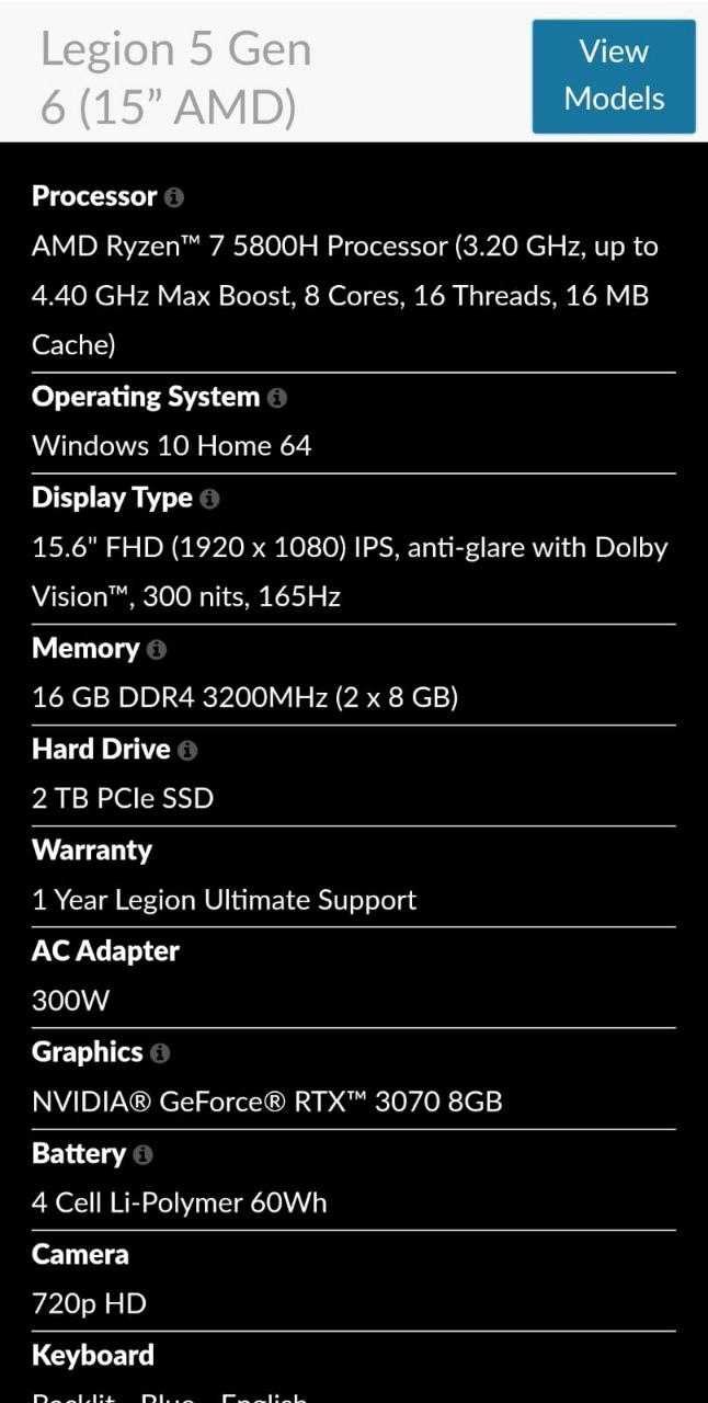 Lenovo legion 5, SSD 2TB, DDR 4 16GB, RTX 3070