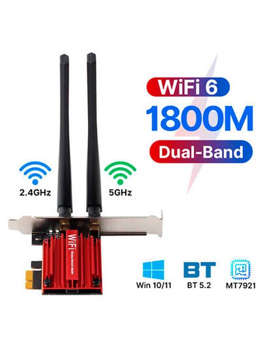 PCE-AX1800S-PCI-E Wifi 6 Двухдиапазонная PCI WiFi+Bluetooth ПК адаптер