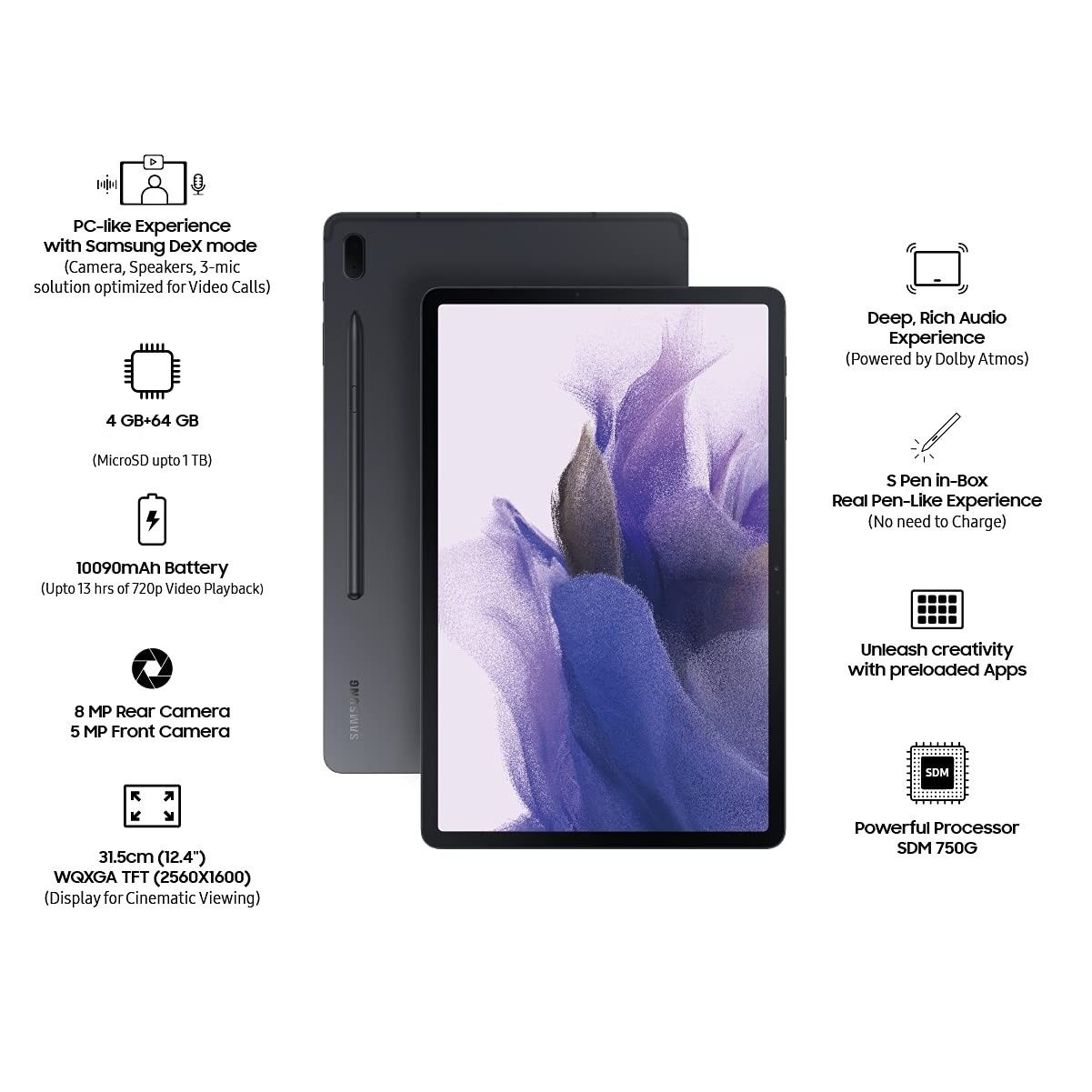 Tableta cu sim 5G Galaxy TAB S7 FE. Pen. Sigilata