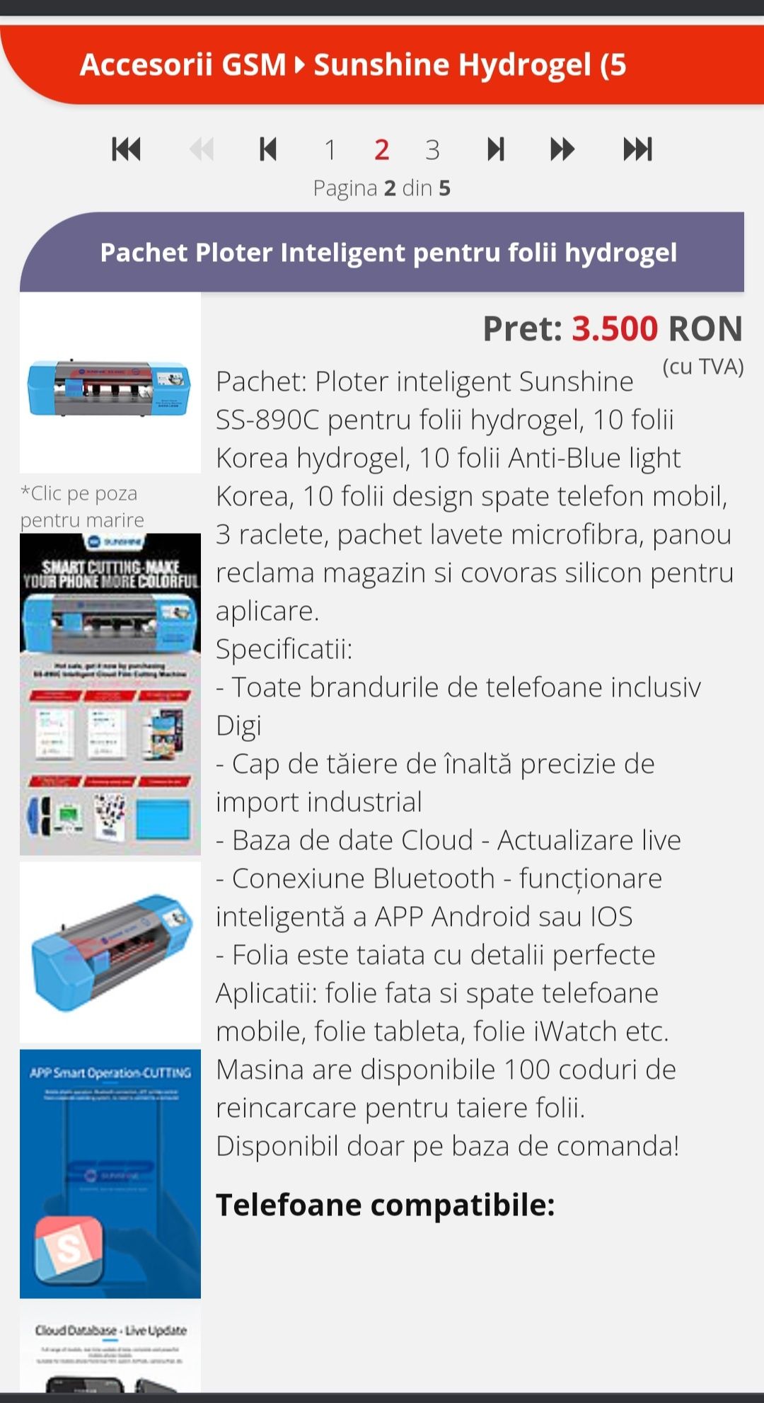 Ploter inteligent pentru folii de silicon/hydrogel