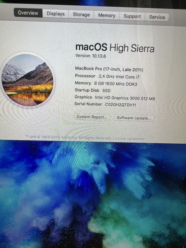 Macbook pro 17  2011 Late i7