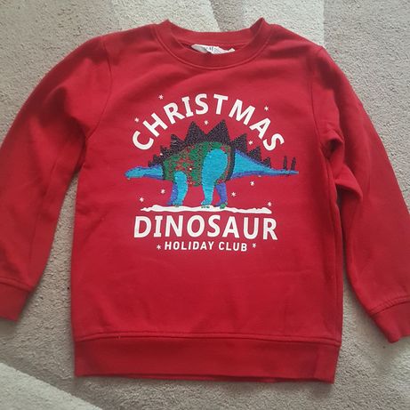 Bluza H&M 4-6 ani Christmas Dinosaur + cadou bluza pufoasa