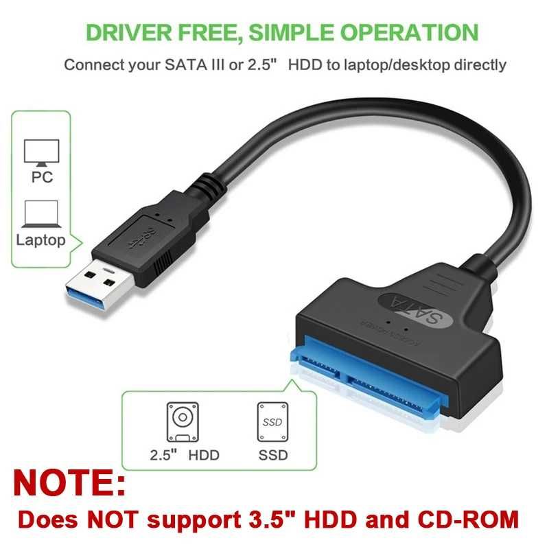Adaptor SATA la USB + USB-C - HDD - SSD - telefon - Nou / Garantie