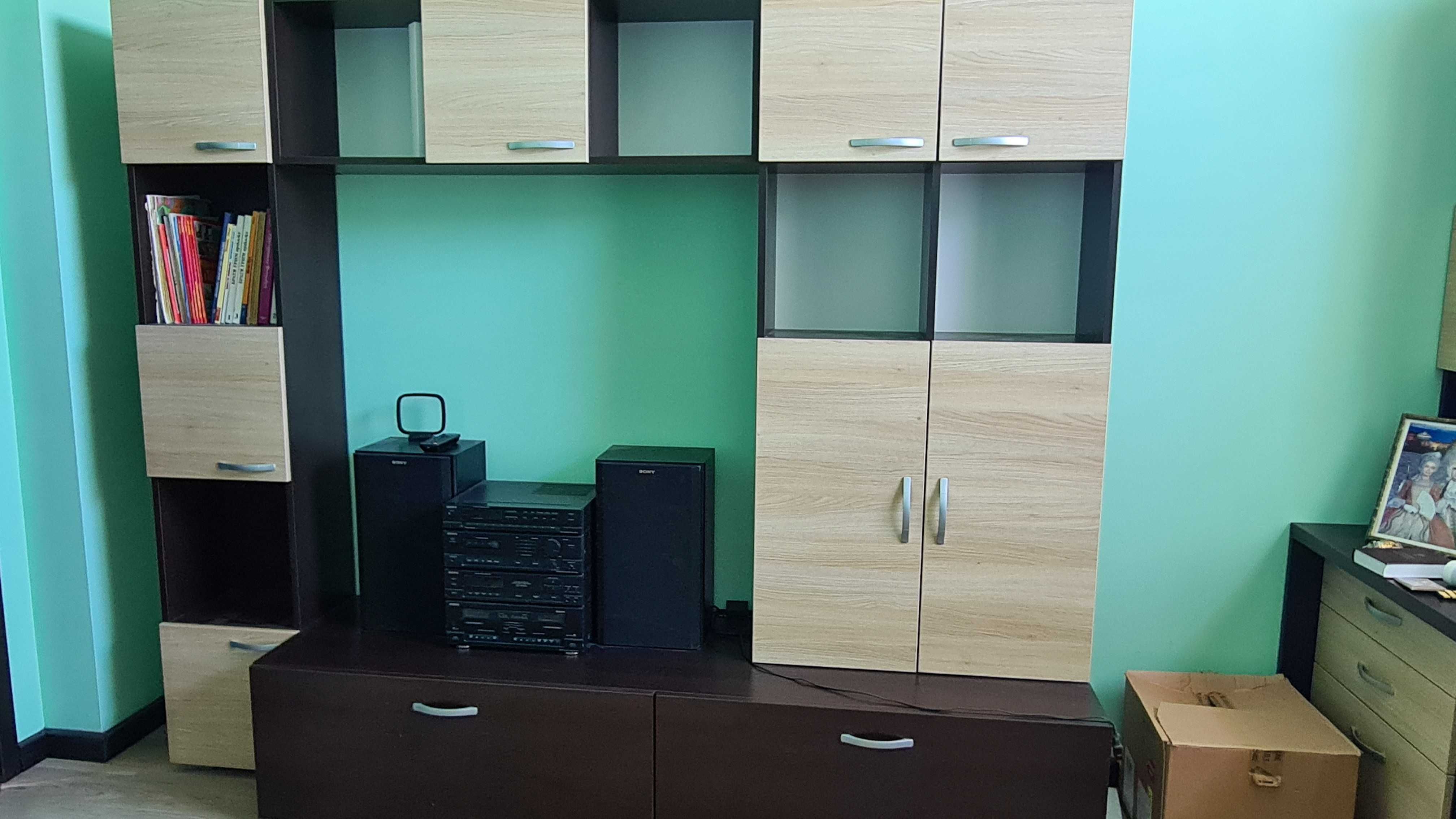 ТВ секция MDF цвят венге+дъб