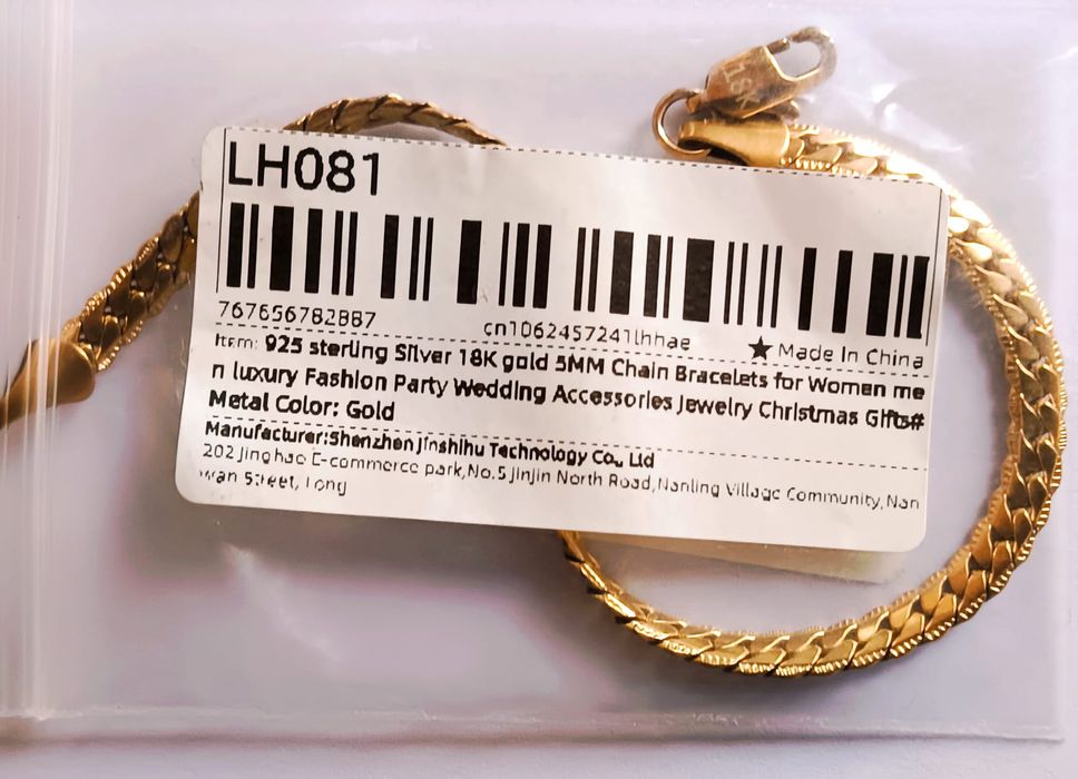 Colier unisex argint 925 placat aur 18k + brățară cadou