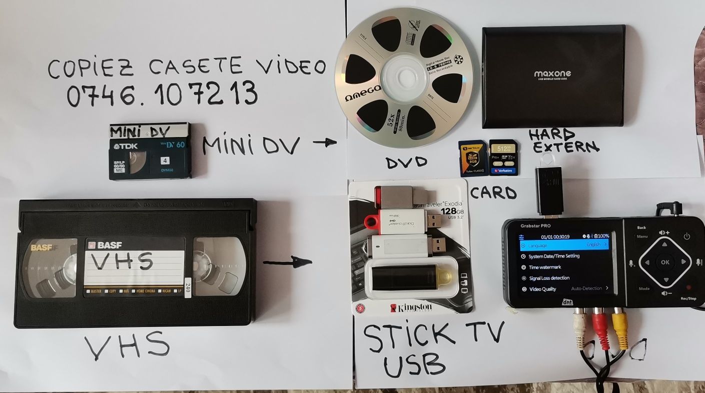 Copiez casete video. Pret 20 Lei o caseta vhs pe un dvd.  Sony,Jvc.