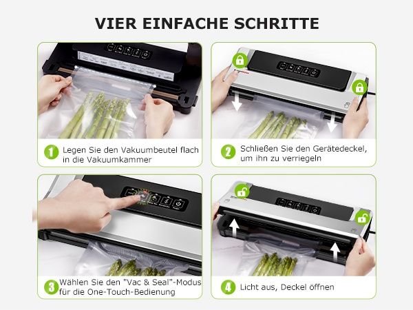 Вакуум машина 125W с 4 режима за сухи и мокри храни. Bonsenkitchen