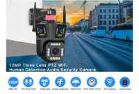 IP камера PTZ Wi-Fi камера наружная 6K 12MP три объектива 1
