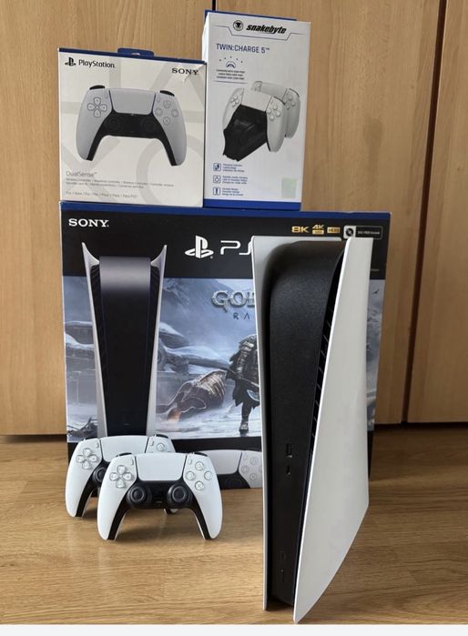 Vand PS5, 2 manete disk edition + sdd samsung 2tb + casti