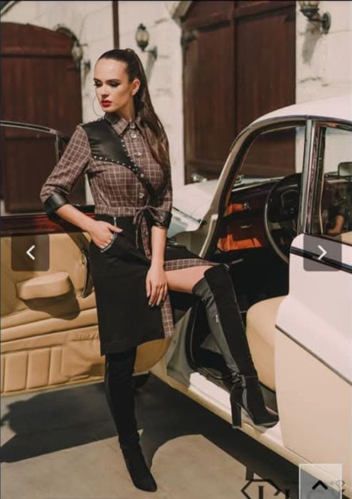 Рокля Lucy с кожени елементи