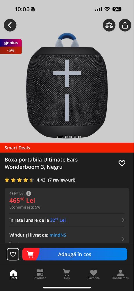 Boxa portabila Ultimate Ears Wunderboom 3 ,impecabile !