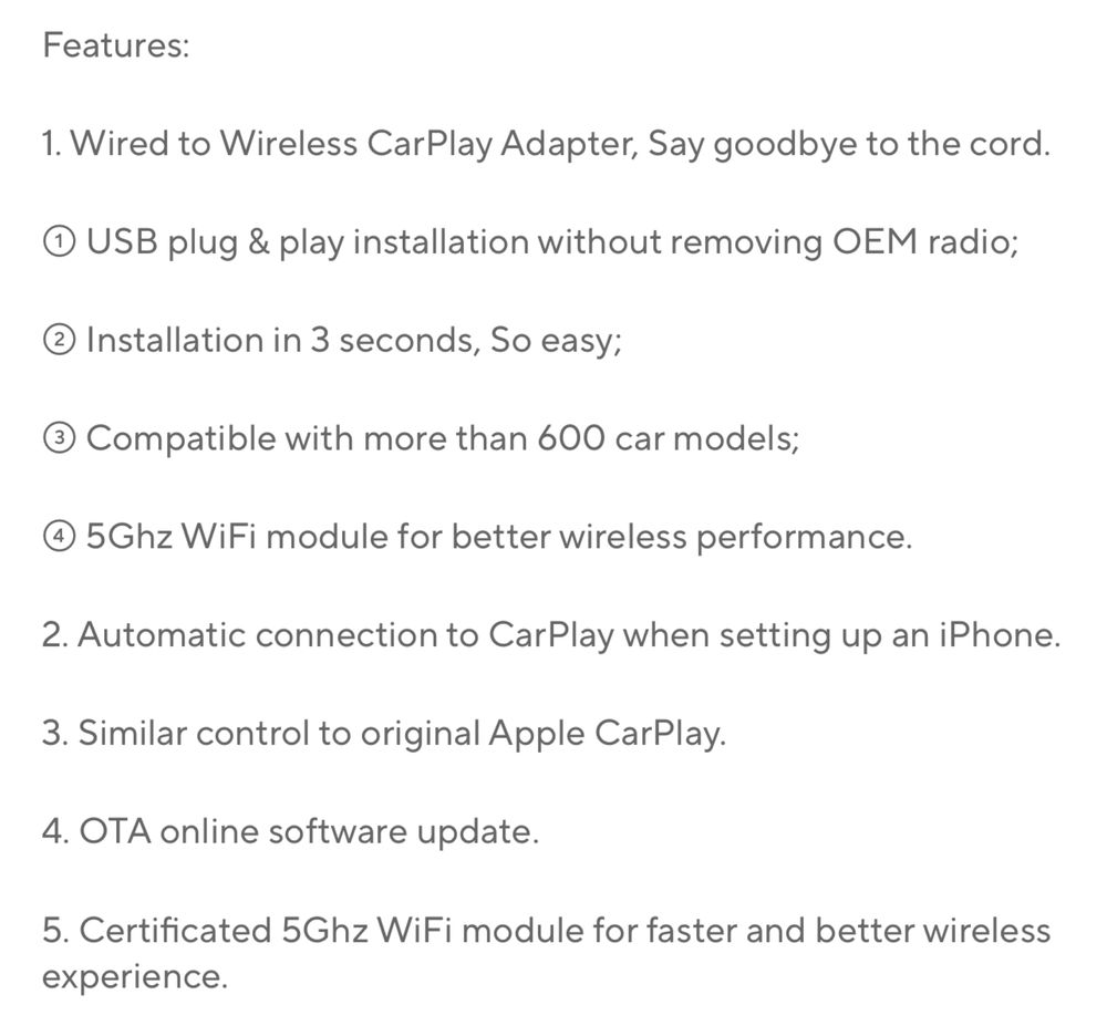 Adaptor wireless Apple Carplay, Car AiBOX, dimensiuni reduse!