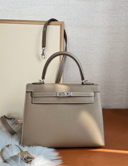 HERMES Женская сумка Kelly 25 см 18/Etoupe Epsom