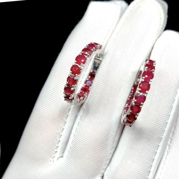 Серьги-кольца с натуральными Рубинами