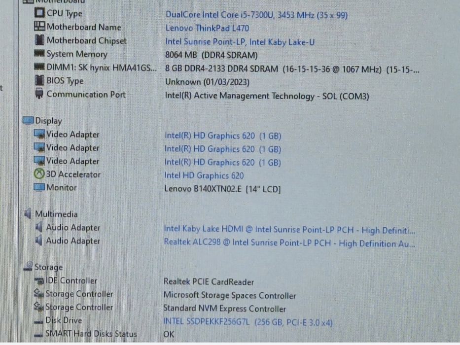 vand  laptop diagnoza Lenovo ThinkPad L470..14"..8 Gb..Ssd 256