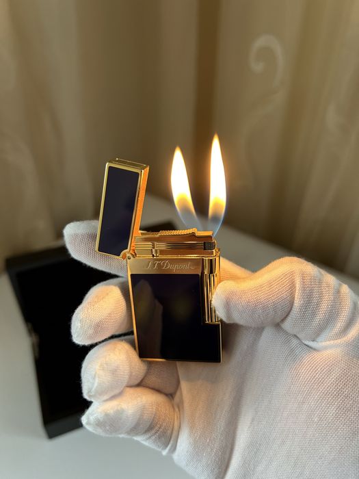 Запалка S.T Dupont Ligne 2 Blue & Gold - 2 пламъка