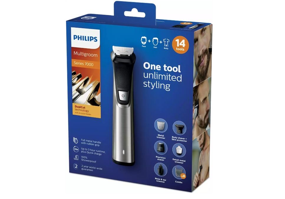 Тример за тяло PHILIPS Series 7000 MG7745, Технология DualCut, 14 инст