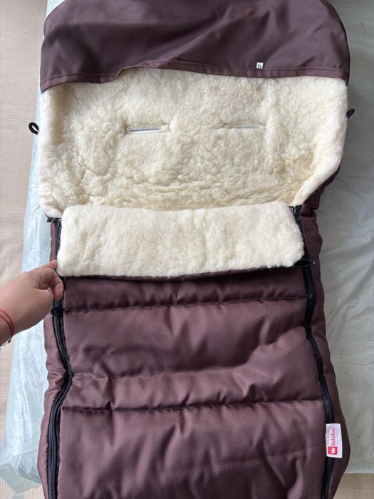 Универсален зимен чувал за количка с агнешка кожа