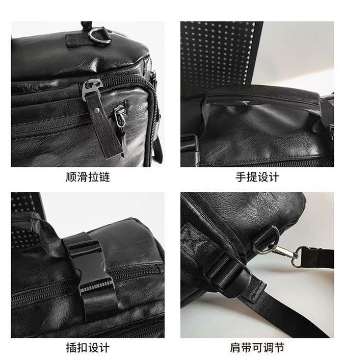 Мужской рюкзак сумка для спортзала 2 в 1 черный кожанный