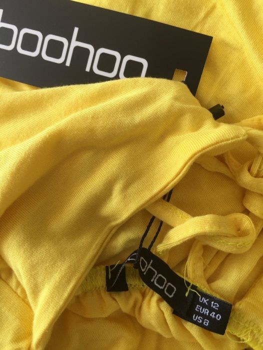 Boohoo Лятна,плажна рокля.Жълта,дълга рокля с връзки.UK12,US8