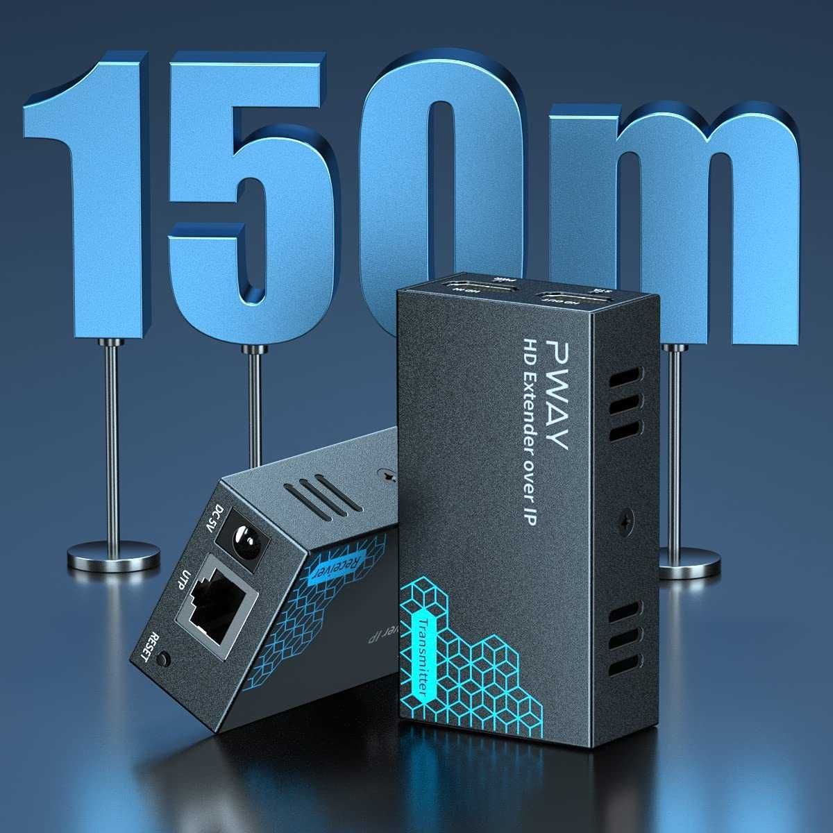 H.264 HDMI приемник и предавателExtender Over TCP/IP, Cat6-150м