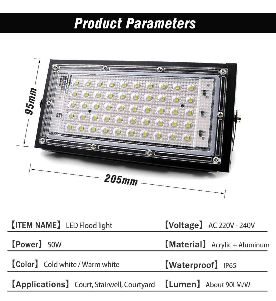 Лед прожектор лед прожектор 220v Външен лед прожектор