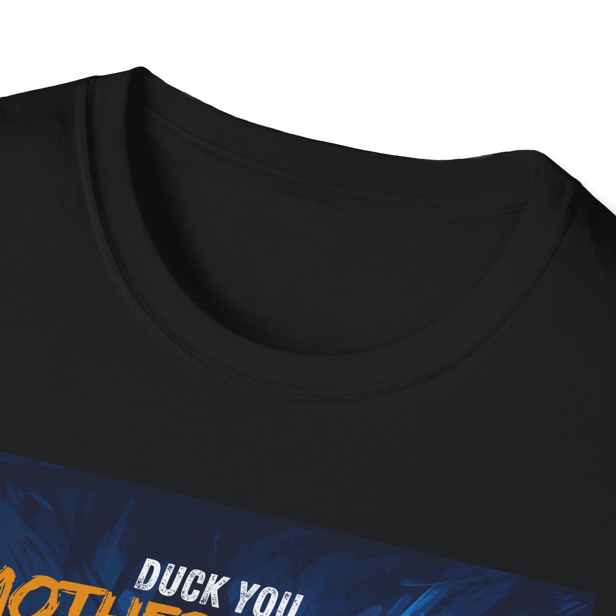 Забавна тениска с ядосано пате и надпис "Duck You Motherducker"