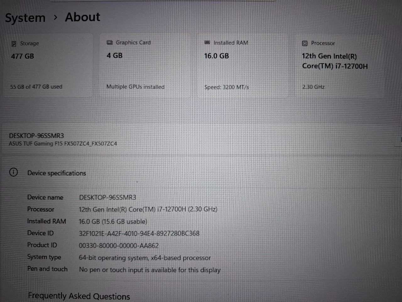 Ноутбук ASUS TUF Gaming F15 (Б.У)