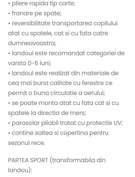 Cărucior 2 in 1 Transformabil 0 - 36 luni Gri
