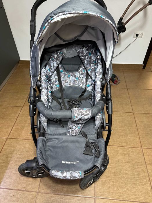 Vând Carucior Kraus 3 in 1 Clasic Grey Turqois utilizat