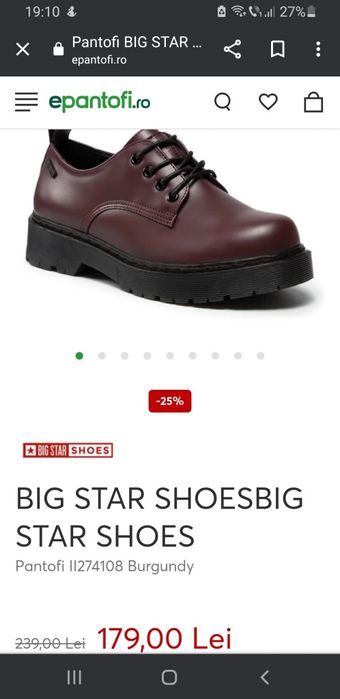 Pantofi dama Big Star Burgundy nr. 40