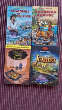 4 cărți de aventură:Cărțile Junglei, Robinson C., Călăt. lui Guliver