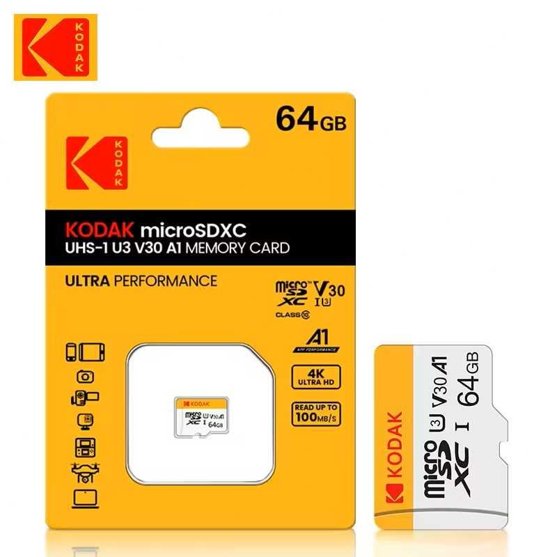 KODAK microSD 64GB UHS-I U3 V30 A1 – Нова Карта Памет