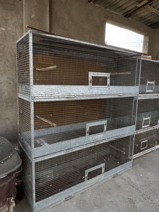 Клетка для попугаев, 3-ярусная, большая (2×2×0.6 м)