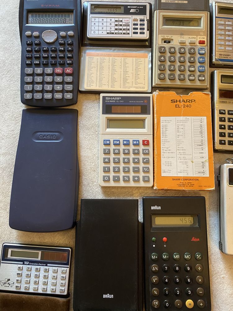Lot 10 calculatoare, Sharp, Braun, Casio, MBO, Elsi Mini led, an 70-90